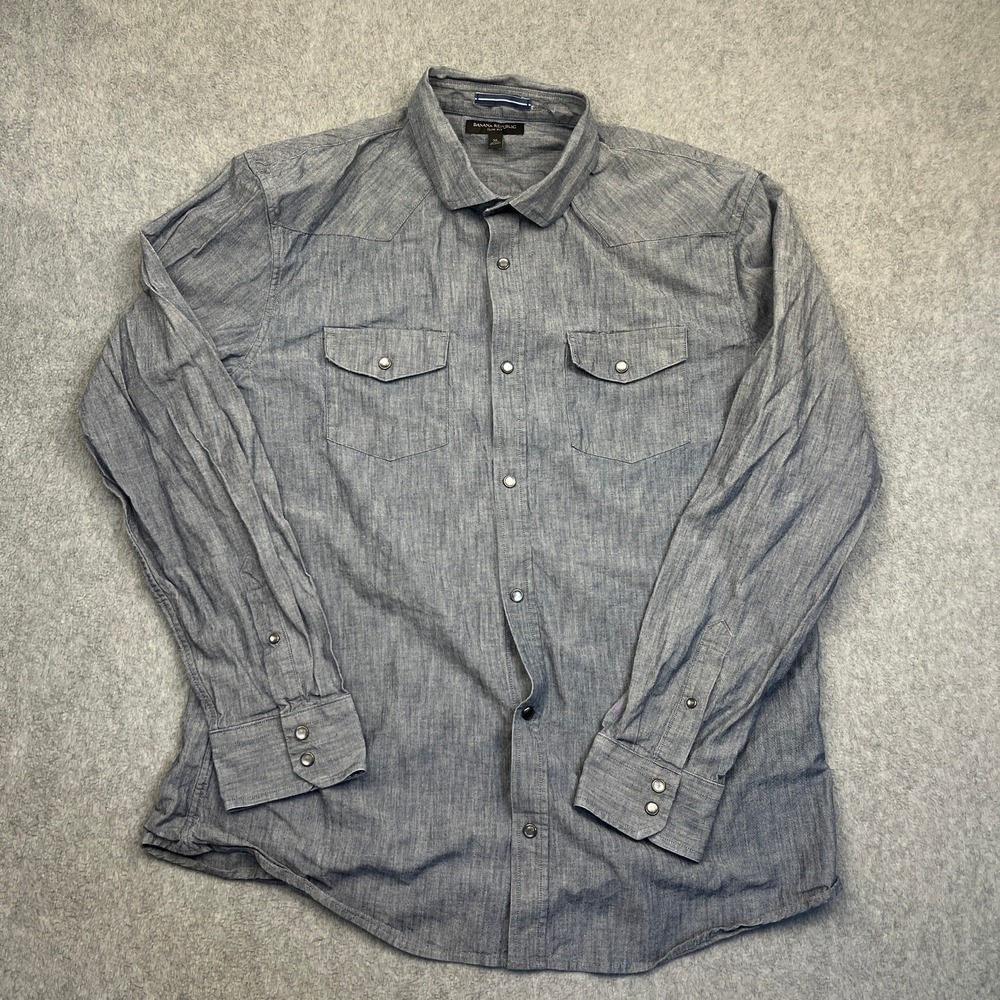 Banana Republic Button-Up Shirt Men's XL Blue Slim-Fit Long Sleeve